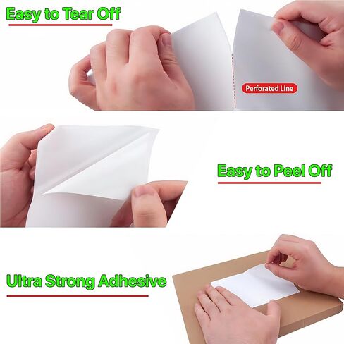 Fanfold 4 x 6 inch - 1000 Thermal Labels Stack Direct White Strong Adhesive Perforated Postage Shipping Printer Compatible with Zebra SNBC Epson Rollo (1000 Labels, 2 Stacks) in Kuwait