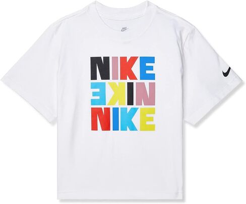 Nike Girl's NSW Tee Boxy Print (Little Kids/Big Kids) White LG (14-16 Big Kid) in Saudi Arabia