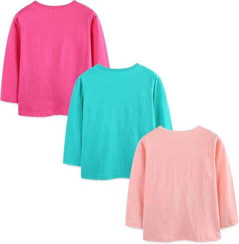 Toddler Girls T-Shirt Knit Cotton Animal Pattern Round Neck Long Sleeve Top Sweatshirt 3 Pack in Saudi Arabia