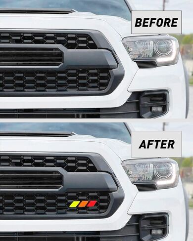 شارة ديكور شبكية TRD بشعار ماسي ثلاثي الألوان متوافق مع Toyota 4Runner Tacoma Tundra وغيرها من الشبكات أو الشبكة المشقوقة (أحمر برتقالي أصفر) in Saudi Arabia