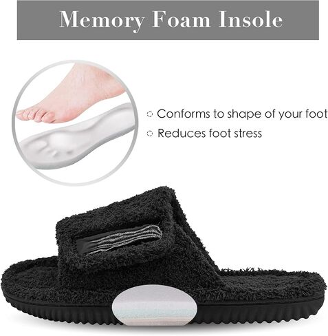 Panda Bros Adjustable House Slippers for Men Soft Open Toe Breathable Indoor Outdoor Slip on Slides Slippers with Memory Foam for Home Bedroom in Kuwait