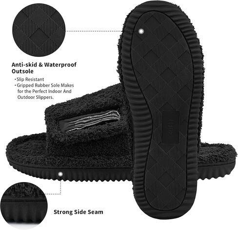 Panda Bros Adjustable House Slippers for Men Soft Open Toe Breathable Indoor Outdoor Slip on Slides Slippers with Memory Foam for Home Bedroom in Kuwait