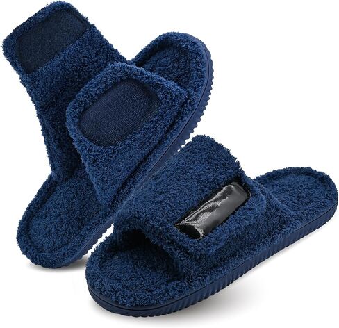 Panda Bros Adjustable House Slippers for Men Soft Open Toe Breathable Indoor Outdoor Slip on Slides Slippers with Memory Foam for Home Bedroom in Kuwait