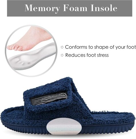 Panda Bros Adjustable House Slippers for Men Soft Open Toe Breathable Indoor Outdoor Slip on Slides Slippers with Memory Foam for Home Bedroom in Kuwait