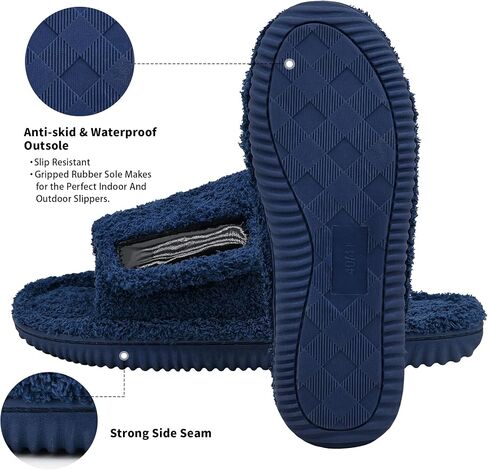Panda Bros Adjustable House Slippers for Men Soft Open Toe Breathable Indoor Outdoor Slip on Slides Slippers with Memory Foam for Home Bedroom in Kuwait
