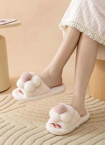 Solyinne Flower Slipper for Women Cute Fuzzy House Slippers Fashion Non-slip Slippers Indoor and Outdoor Slippers in Saudi Arabia