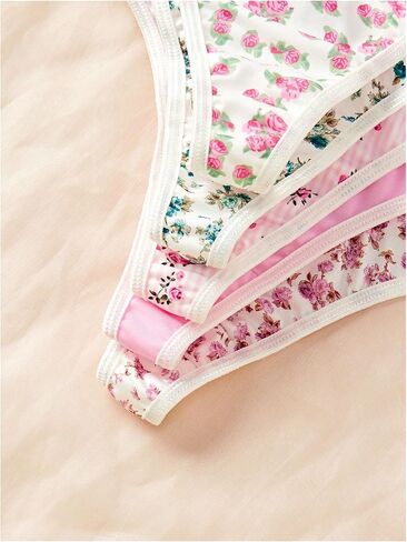 GORGLITTER Women's 5 Pack Floral Print Bow Panty Sets Low Rise Cute Underwear Set Soft Brief in Saudi Arabia