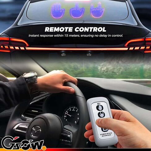 ضوء إيماءة اليد للسيارة، ضوء إصبع السيارة الممتع مع جهاز تحكم عن بعد، ضوء يد مضحك للسيارة، لافتة LED مع 3 أوضاع للشاحنة، سيارات الدفع الرباعي - أزرق in Kuwait