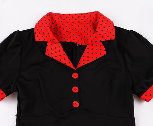 Wellwits Women's Black Bodice Button up Printed Pleated Work Office Formal Cocktail 1950s Vintage Blazer Dress in Saudi Arabia