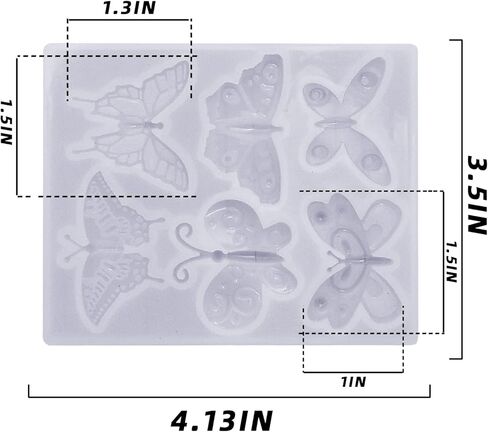 HOMICO فراشة الراتنج قوالب سيليكون المفاتيح قوالب القرط قوالب DIY بها بنفسك الحرفية صنع المجوهرات قلادة راتنجات الايبوكسي قوالب الصب، 6 تجويف in Kuwait