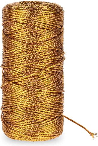 cobee 328 Feet Gold String Twine, Gold Wrapping Twine String, Metallic Gold Cord Gold Twine, Glitter String Thread for DIY Crafting Presents Gift Wrapping(1.5mm) in Saudi Arabia