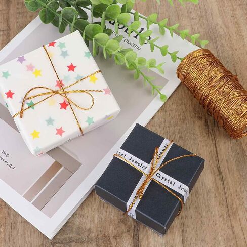 cobee 328 Feet Gold String Twine, Gold Wrapping Twine String, Metallic Gold Cord Gold Twine, Glitter String Thread for DIY Crafting Presents Gift Wrapping(1.5mm) in Saudi Arabia
