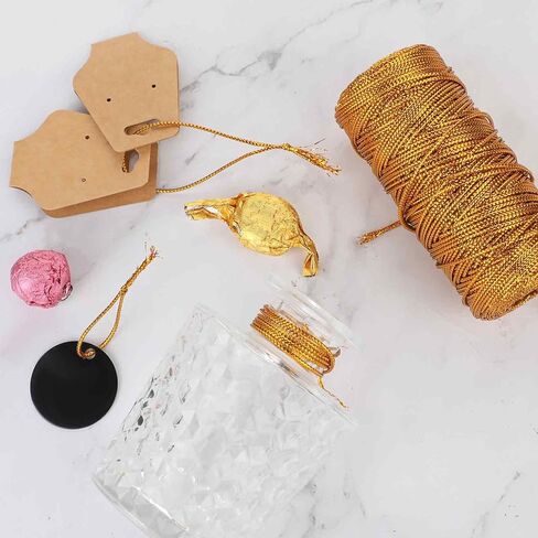cobee 328 Feet Gold String Twine, Gold Wrapping Twine String, Metallic Gold Cord Gold Twine, Glitter String Thread for DIY Crafting Presents Gift Wrapping(1.5mm) in Saudi Arabia