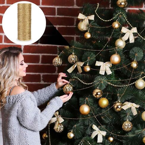 cobee 328 Feet Gold String Twine, Gold Wrapping Twine String, Metallic Gold Cord Gold Twine, Glitter String Thread for DIY Crafting Presents Gift Wrapping(1.5mm) in Saudi Arabia