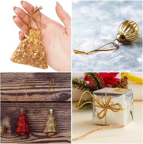 cobee 328 Feet Gold String Twine, Gold Wrapping Twine String, Metallic Gold Cord Gold Twine, Glitter String Thread for DIY Crafting Presents Gift Wrapping(1.5mm) in Saudi Arabia