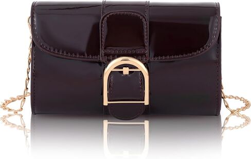 محفظة كلاتش للنساء - حقيبة كتف جلدية صغيرة للسهرة، حقيبة كلاتش كلاسيكية، حقيبة يد مغلقة بإبزيم in Kuwait