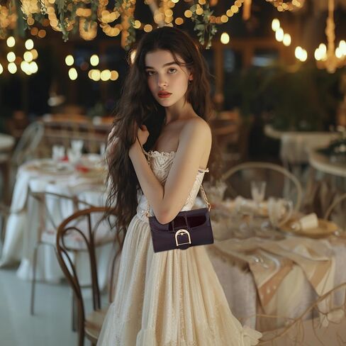 محفظة كلاتش للنساء - حقيبة كتف جلدية صغيرة للسهرة، حقيبة كلاتش كلاسيكية، حقيبة يد مغلقة بإبزيم in Kuwait