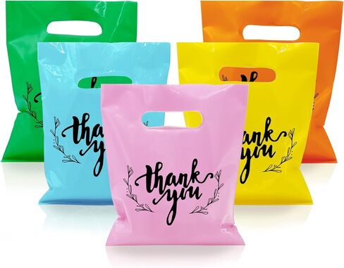 KEEPARTY 100 PCS Small Thank You Merchandise Bags Plastic Goodie Bags Party Favor Bags for Birthday Party Baby Shower Wedding Merchandise Gifts Trade Shows (White) in Saudi Arabia