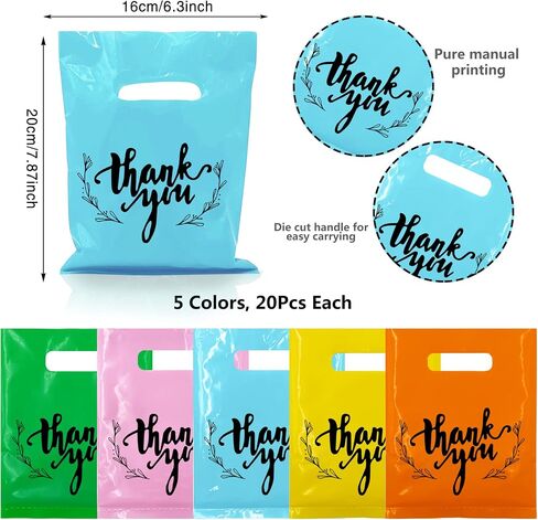 KEEPARTY 100 PCS Small Thank You Merchandise Bags Plastic Goodie Bags Party Favor Bags for Birthday Party Baby Shower Wedding Merchandise Gifts Trade Shows (White) in Saudi Arabia
