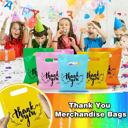 KEEPARTY 100 PCS Small Thank You Merchandise Bags Plastic Goodie Bags Party Favor Bags for Birthday Party Baby Shower Wedding Merchandise Gifts Trade Shows (White) in Saudi Arabia