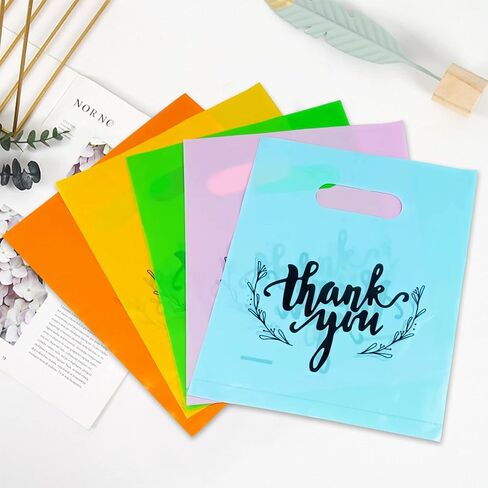 KEEPARTY 100 PCS Small Thank You Merchandise Bags Plastic Goodie Bags Party Favor Bags for Birthday Party Baby Shower Wedding Merchandise Gifts Trade Shows (White) in Saudi Arabia
