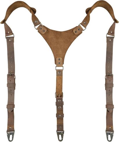 Hide & Groom - Hipster Suspenders with Adjustable Straps Handmade from Full Grain Leather - Bourbon Brown in Saudi Arabia