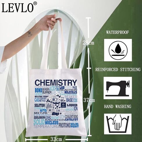 LEVLO Chemistry Canvas Tote Bag Chemistry Teacher Gift Chemist Shoulder Bag For Chemistry Lover in Saudi Arabia