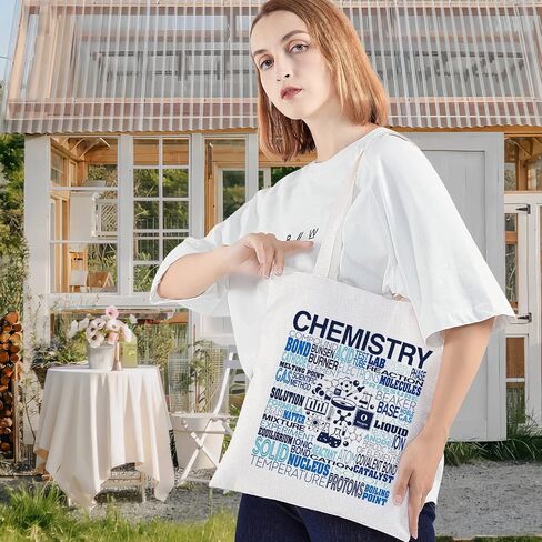 LEVLO Chemistry Canvas Tote Bag Chemistry Teacher Gift Chemist Shoulder Bag For Chemistry Lover in Saudi Arabia