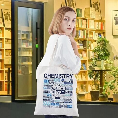 LEVLO Chemistry Canvas Tote Bag Chemistry Teacher Gift Chemist Shoulder Bag For Chemistry Lover in Saudi Arabia