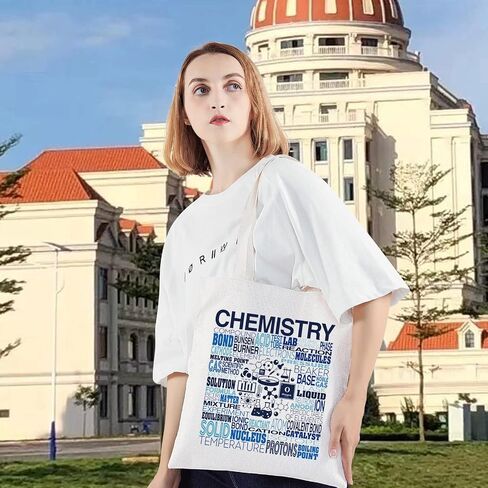 LEVLO Chemistry Canvas Tote Bag Chemistry Teacher Gift Chemist Shoulder Bag For Chemistry Lover in Saudi Arabia