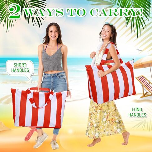 قطعتان من حقائب الشاطئ الكبيرة للنساء مع جيب بسحاب مقاومة للماء ومضادة للرمل لعطلة نهاية الأسبوع حقيبة سفر للمستشفى وحقيبة حمام السباحة in Kuwait