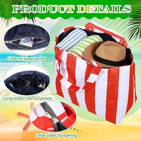قطعتان من حقائب الشاطئ الكبيرة للنساء مع جيب بسحاب مقاومة للماء ومضادة للرمل لعطلة نهاية الأسبوع حقيبة سفر للمستشفى وحقيبة حمام السباحة in Kuwait