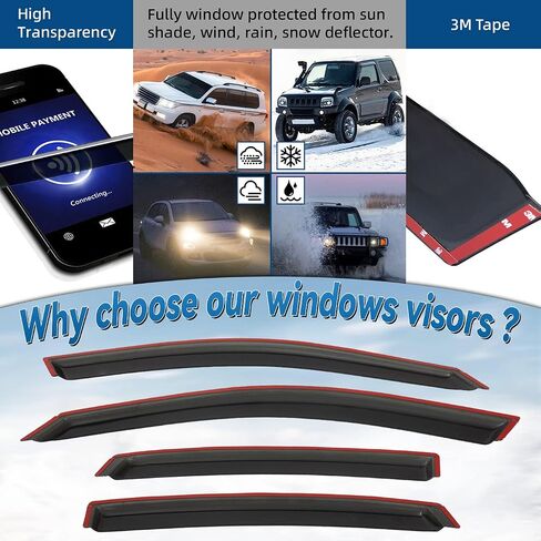 4pcs Front+Rear Smoke Tint Sun/Rain Guard Outside Mount Tape-On Vent Window Visors compatible with 05-09 LaCrosse in Kuwait
