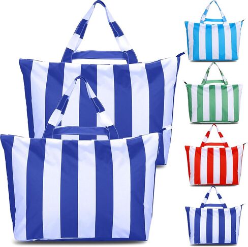 2 Pcs Women Large Beach Bags with Zipper Pocket Waterproof Sandproof Weekender Bag Hospital Travel Tote Pool Bag in Saudi Arabia