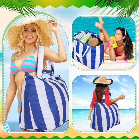2 Pcs Women Large Beach Bags with Zipper Pocket Waterproof Sandproof Weekender Bag Hospital Travel Tote Pool Bag in Saudi Arabia