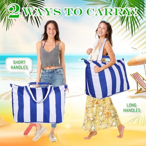 2 Pcs Women Large Beach Bags with Zipper Pocket Waterproof Sandproof Weekender Bag Hospital Travel Tote Pool Bag in Saudi Arabia