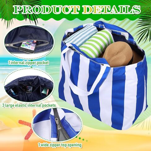 2 Pcs Women Large Beach Bags with Zipper Pocket Waterproof Sandproof Weekender Bag Hospital Travel Tote Pool Bag in Saudi Arabia