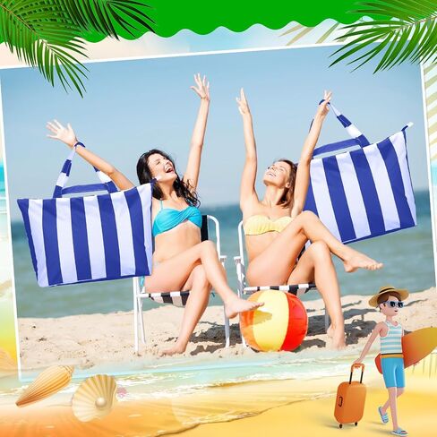 2 Pcs Women Large Beach Bags with Zipper Pocket Waterproof Sandproof Weekender Bag Hospital Travel Tote Pool Bag in Saudi Arabia