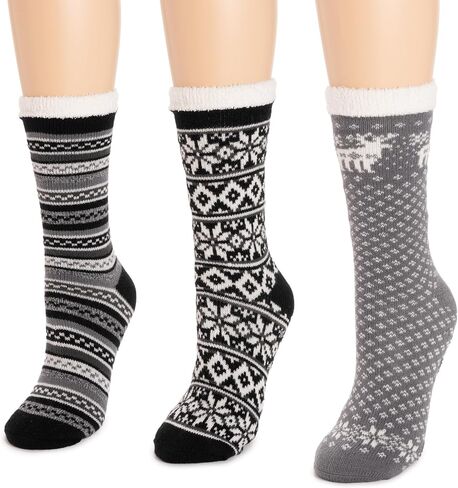 MUK LUKS Women's 3 Pk. Tall Cozy Lined Lounge Socks in Saudi Arabia