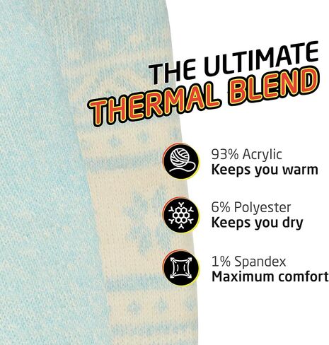 HOT FEET Thermal Socks For Women - Warm & Thick Insulated Crew Socks for Cold Winter Weather, Cute Colorful Womens Warm Socks in Kuwait