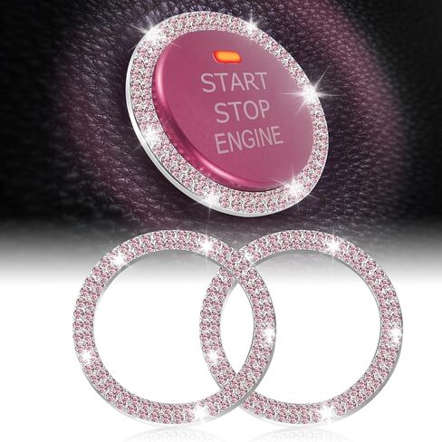 LivTee 1 PCS Crystal Double Rhinestone Car Engine Start Stop Decoration Ring, Bling car Accessories, Push to Start Button, Key Ignition & Knob Bling Ring, Colorful in Saudi Arabia