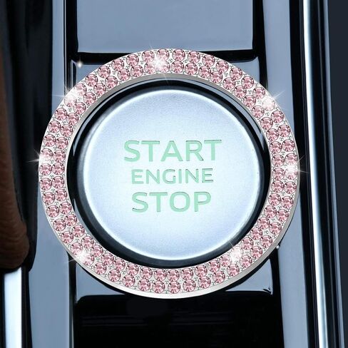 LivTee 1 PCS Crystal Double Rhinestone Car Engine Start Stop Decoration Ring, Bling car Accessories, Push to Start Button, Key Ignition & Knob Bling Ring, Colorful in Saudi Arabia