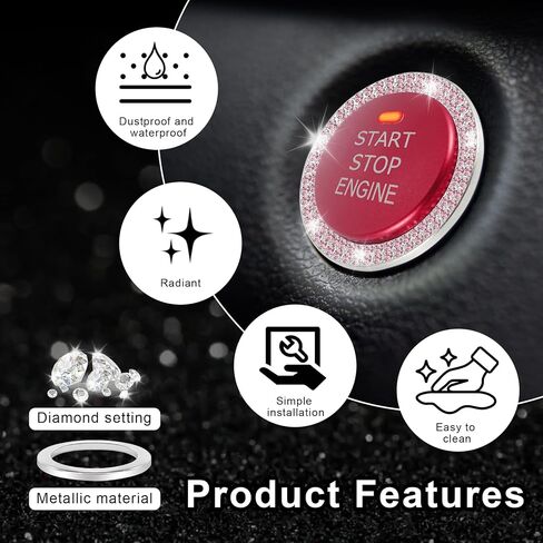 LivTee 1 PCS Crystal Double Rhinestone Car Engine Start Stop Decoration Ring, Bling car Accessories, Push to Start Button, Key Ignition & Knob Bling Ring, Colorful in Saudi Arabia