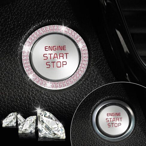 LivTee 1 PCS Crystal Double Rhinestone Car Engine Start Stop Decoration Ring, Bling car Accessories, Push to Start Button, Key Ignition & Knob Bling Ring, Colorful in Saudi Arabia