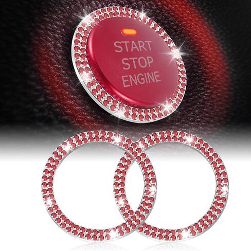 LivTee 1 PCS Crystal Double Rhinestone Car Engine Start Stop Decoration Ring, Bling car Accessories, Push to Start Button, Key Ignition & Knob Bling Ring, Colorful in Saudi Arabia