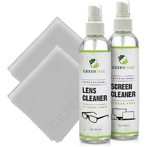 Lens and Screen Cleaner Kit - Green Oak Lens and Screen Cleaner Spray Combination - Safely Cleans Monitors, Phones, Tablets, TVs, Laptops, Eyeglasses, Cameras, Other Screens and Lenses (2-Pack) in Kuwait