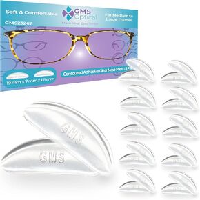 GMS Optical® لاصق مضاد للانزلاق مقاس 1.8 مم من السيليكون الناعم المحيطي لنظارات الأنف بظهر فائق الالتصاق - 5 أزواج باللون الأسود - عبوتان