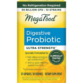 MegaFood Digestive Probiotic - 12 Strain Vegetarian Probiotics for Women & Men, 30 Billion CFUs, Support Gut Health, Probiotics for Digestive Health Help Relieve Occasional Gas & Bloating, 30 Capsules