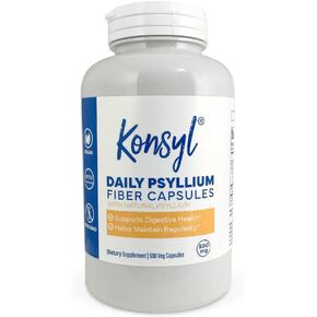 Konsyl Daily Psyllium Fiber Capsules Contains 1500mg Psyllium Husk Powder per Serving - Non-GMO, Vegan, Keto - Supports Digestive Health+ 500 Count