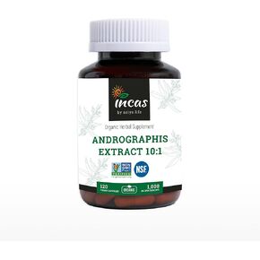 INCAS Organic Andrographis 1,000mg 100MG Andrographolides (120 Vegan Capsules) - Immune Support and Joint Health Non GMO Verified